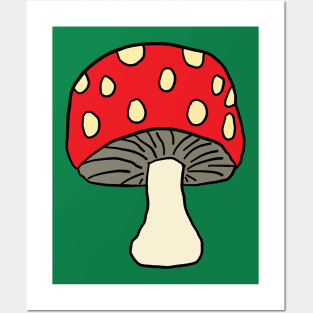 Mushroom, Fungi, Cute, Pretty Red Capped Mushroom Design Posters and Art